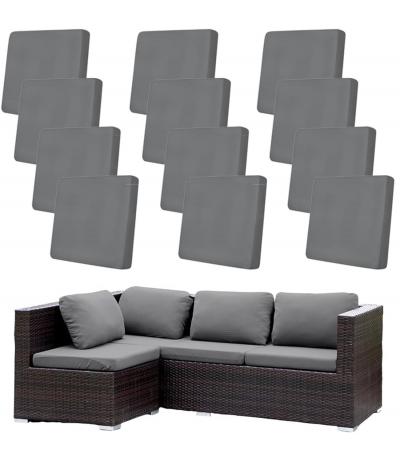 Housses de Coussin de Canap� d'Ext�rieur Extensibles Lot de 12 Gris Polyester