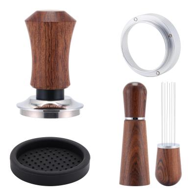 Kit Barista Tamper 58 mm Tasseur Caf� WDT Outil Anneau de Dosage et Tapis Bois