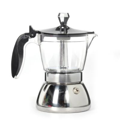 Cafeti�re Moka 4 6 tasses acier inoxydable transparent haut gamme percolateur