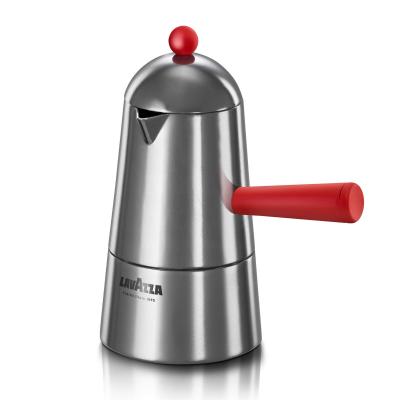 Pop Carmencita Cafeti�re en Aluminium Manche Rouge 3 Tasses Argent�