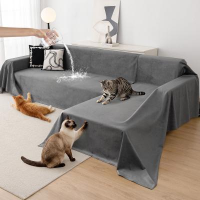 Housse Canap� d'Angle Prot�ge Chat Gris Fonc� D�coration Polyester Minimaliste