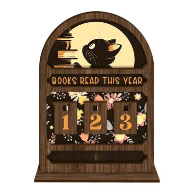 Compteur de Livres en Forme de Chat Noir D�coration de Biblioth�que en Bois