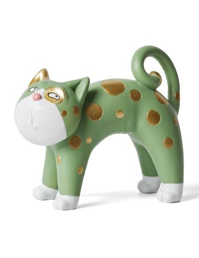 Figurine Chat Sculpture Animal Moderne D�cor Int�rieure Arts 16 cm Vert R�sine