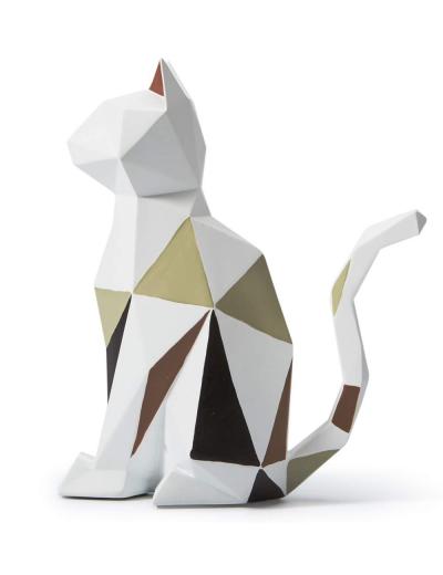 Chat Figurine Statue Moderne Sculpture D�cor Animal Cadeau 18 cm Objets Blanc