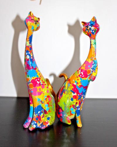 d�coration int�rieur  couple de chats   abstrait r�sine color�  gm 24 x 10.5 x 4