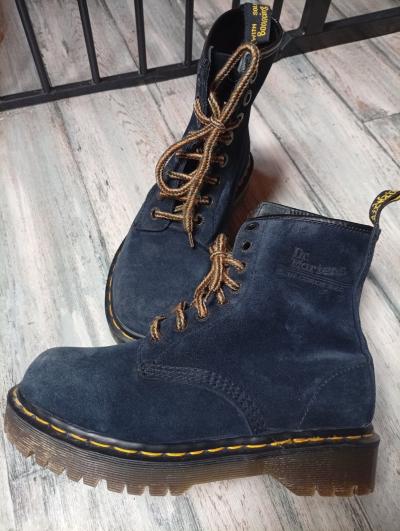 Dr. Martens Bottes combat bleu daim lacets Made in England EU 38 UK 5