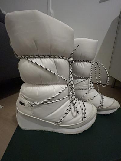 Lacoste Bottes de neige apr�s ski blanches � lacets corde