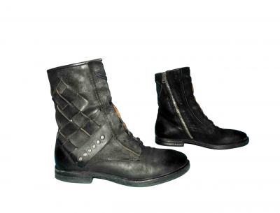 A.S 98 Bottines Boots Aus Leder Schwarz Vintage Used Optik Gr. 36 EUR