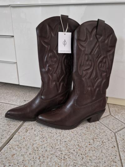 Stradivarius bottes santiag marron femme