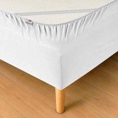 Cache Sommier Elastique Protege Jupe de Lit 140x190 Linge Blanc Polyester Uni