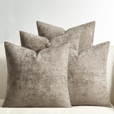 Housse de Coussin 45 x 45 Lot de 4 Decoratives Kaki Chambre Salon Maison Uni