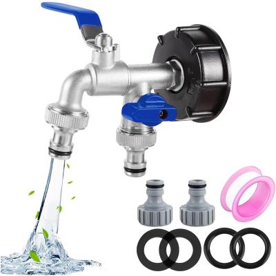 Bleu Robinet Cuve 1000L S60X6 IBC Raccord avec Raccord de Tuyau Robine