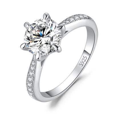 Bague 2ct Classique Moissanite Taille Rond Solitaire Pierre Argent Massif 925