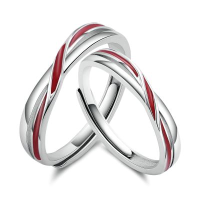 Bague Argent 925 Couple Fiancaille Mariage I Love You Fil Rouge 2 Pi�ces