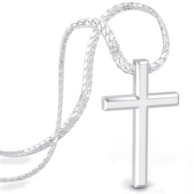 Collier Croix Hommes Cha�ne avec Pendentif Argent Bijoux pour Blind�e Cuban Link