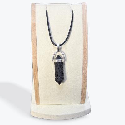 Pendentif Pierre De Lave Pointe   Pierre naturelle veritable   TATUM Cristal