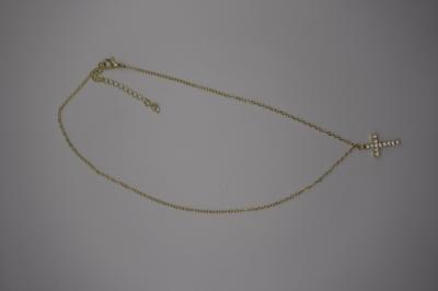 Collier croix dor�e strass   pendentif croix