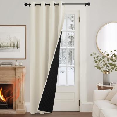 Rideau 460g m� Thermique Porte Isolants Anti Beige Clair Polyester Uni Classique