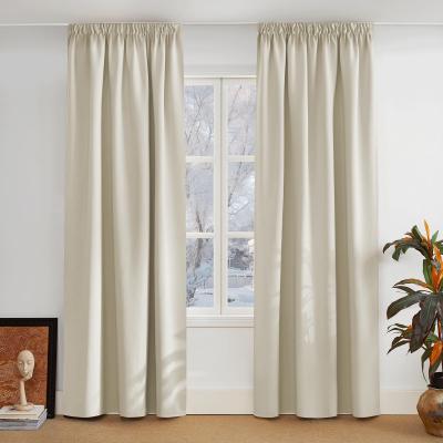 Rideau Occultant Thermique Isolants Anti Beige Clair Polyester Uni Moderne