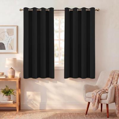 Rideau Occultant Thermique 2 Panneaux Courts Isolant 117 x 137 cm Noir Polyester
