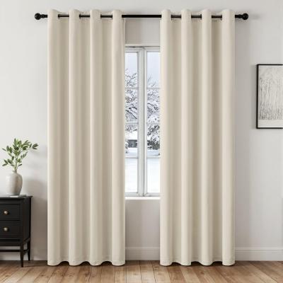 Beige Rideau Occultant Thermique Anti Chaleur 140x245 Lot de 2 Fenetre Polyester