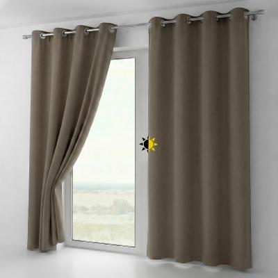 Largeur 300 cm Marron Clair Rideau Occultant avec  illets Rideau Thermique Uni