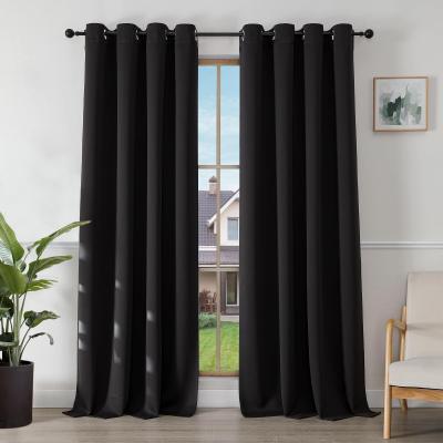Noir 2xL140xH260 Rideau Occultant 2 Pi�ces Thermique Isolant Anti Polyester Uni