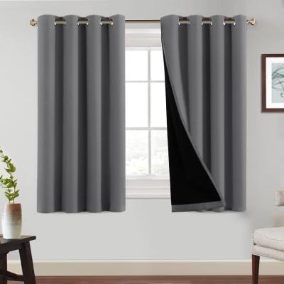 120x150 cm Gris 2 Pi�ces Rideau Thermique Occultant avec Voilage Rideau Uni