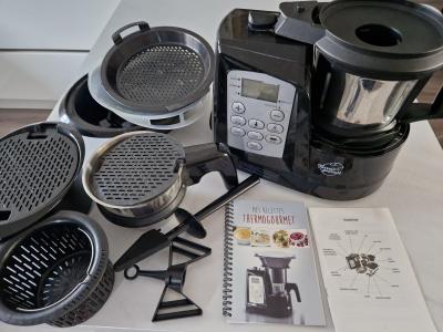 ThermoGourmet robot cuisine �lectrique noir bol inox panier vapeur