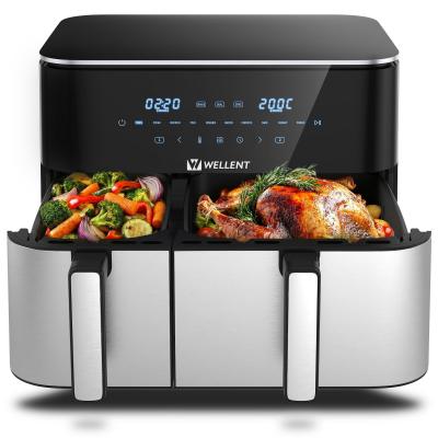 Air Fryer 2 Compartiments 2600W XXL Airfryer avec Dual Zones 10 in 1 Argent�