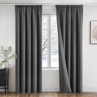Rideau Occultant Thermique Isolants Anti Froid et Chaleur Galon Gris Polyester