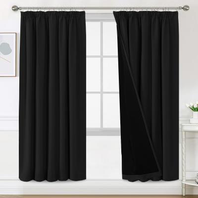Rideau Opaque �pais 100% Noir Pliss� 140x240 cm Thermique et Anti UV Polyester