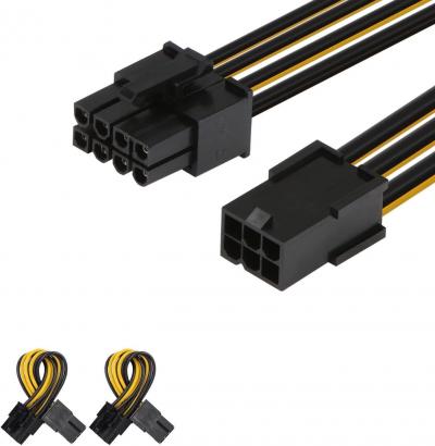 J&D Adaptateur C�ble PCIe 6 Pin vers 8 Pin pour Carte Graphique 10 cm