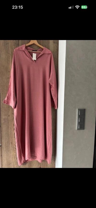 Robe Abaya Gandoura Femme Moderne Fluide Couleur Vieux Rose   Neuve Style Ample