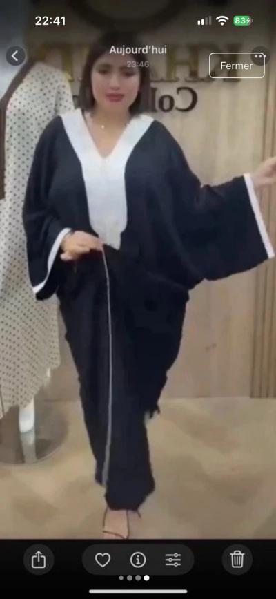 Robe Caftan Gandoura Femme Noir et Blanc   Style Mastour Chic �l�gant A�d C�r�mo