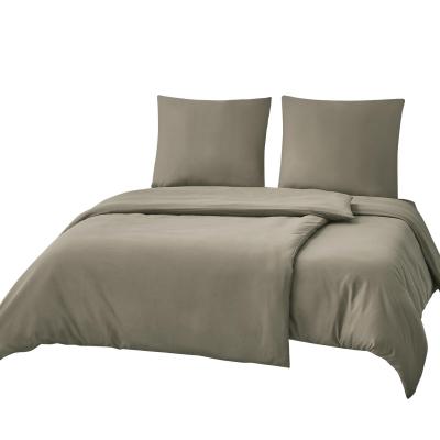 Parure de Lit 135 x 200 Taupe 4 Pi�ces Ensemble de Literie en Microfibre Uni