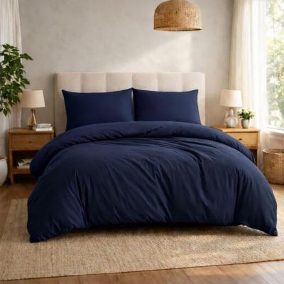 Housse de Couette Literie Premium 3 Pi�ces Super Douce 200x200 cm Bleu Uni