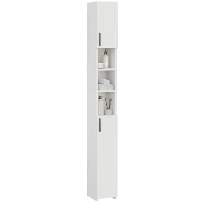 Meuble de Salle de Bain Fin Armoire Haute WC Colonne de Bain Blanc Moderne