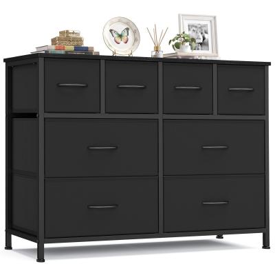 Commode avec 8 Tiroirs Cadre en Acier 98,7 x 30 x 74,7 cm Noir d'Encre