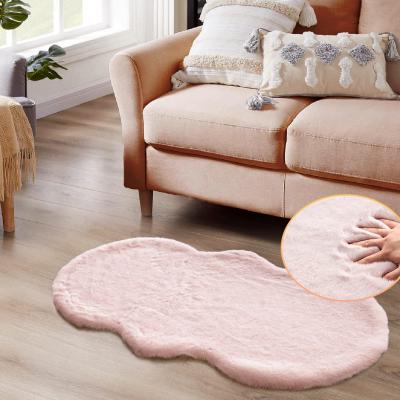 Tapis Chambre Rose 60x120 cm Fausse Fourrure Lavable Descente de Lit Tapis Uni