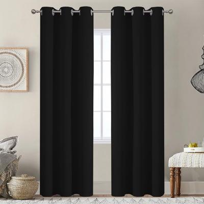 Blackout Rideaux pour Chambre � Coucher 214 cm 2 Panneaux �  illets Noir Uni