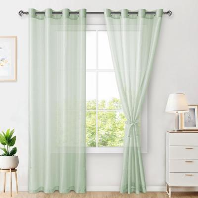 Rideaux en Voile Transparent �  illets pour Salon et Chambre Lot de 2 Vert Sauge