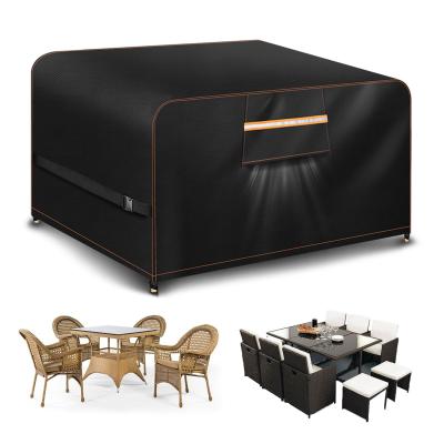 Housse Table de Jardin avec �Vent d'Air 420D Oxford Protection Noir Polyester
