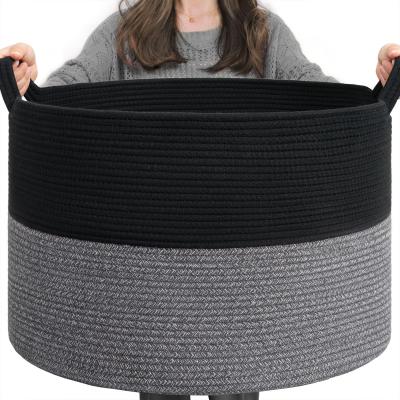 Panier de Rangement Tress� pour Chambre d'Enfant Noir et Gris Coton Neutre Linge