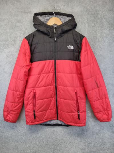The North Face Reversible Perrito Hooded Jacket Red Black Grey Fleece Puffer