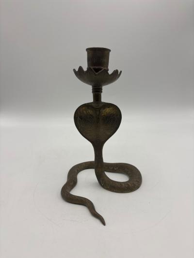 Bougeoir vintage cobra en laiton d�coration insolite style ethnique #N89
