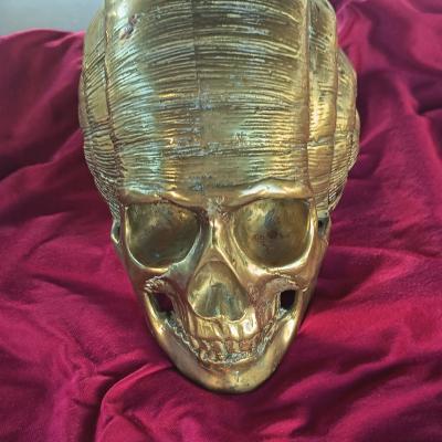 Sculpture d�corative cr�ne Laiton  dor� finition brillante Mod�le Escargot