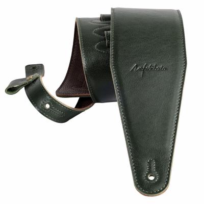 Sangle de Guitare R�glable en Cuir Pleine Fleur avec Rembourrage Vert Uni