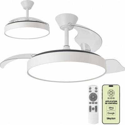 Ventilateur de Plafond � Pales R�tractables Moteur CC Silencieux 36W Blanc