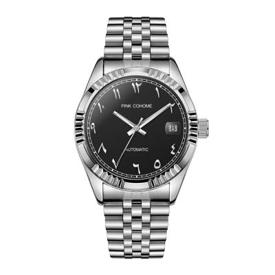 Noir Montre M�canique de Luxe en Acier avec Chiffres Arabes Mouvement Moderne
